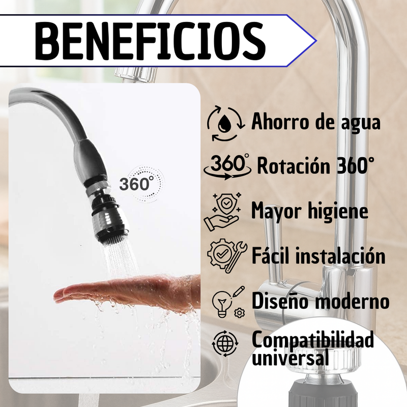Grifo Giratorio 360 Ahorrador De Agua