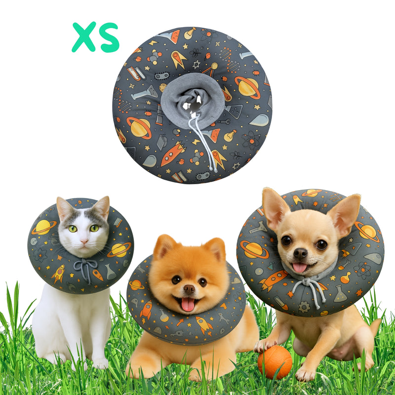 Copia de Cono De Recuperación Perros Y Gatos Collar Isabelino Azul Caritas