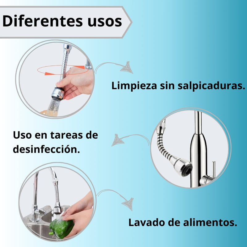 Grifo Extensor Ahorrador De Agua Giratorio Cocina Lavaplatos