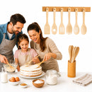 Kit de Utensilios Cocina Bambú Ecológico con Organizador