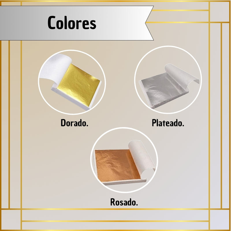 Hojas De Papel Doradas Decorativas Artesanales Oro DIY 100 Unidades