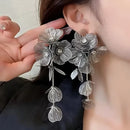 Aretes Largos Flores Colgantes Elegantes Para Mujer