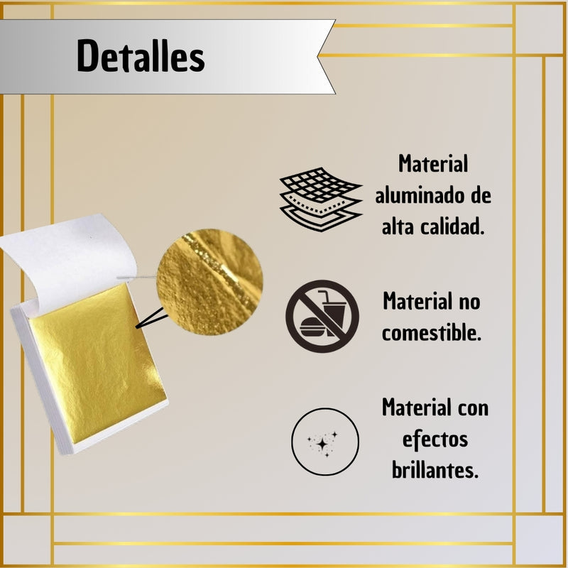Hojas De Papel Doradas Decorativas Artesanales Oro DIY 100 Unidades