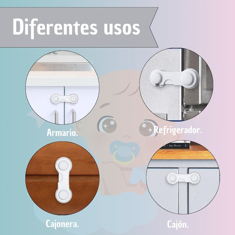 Broche Bloqueo Seguro Cajón Puertas Protección Bebé Niños X5