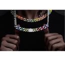 Cadena Cubana De Eslabones Multicolor Brillante 50cm 13mm