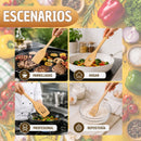 Kit de Utensilios Cocina Bambú Ecológico con Organizador