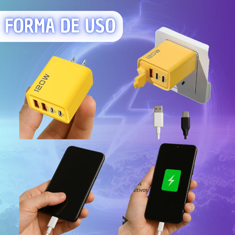 Cargador 120w Doble Puertos Tipo C Usb Carga Rapida Pro