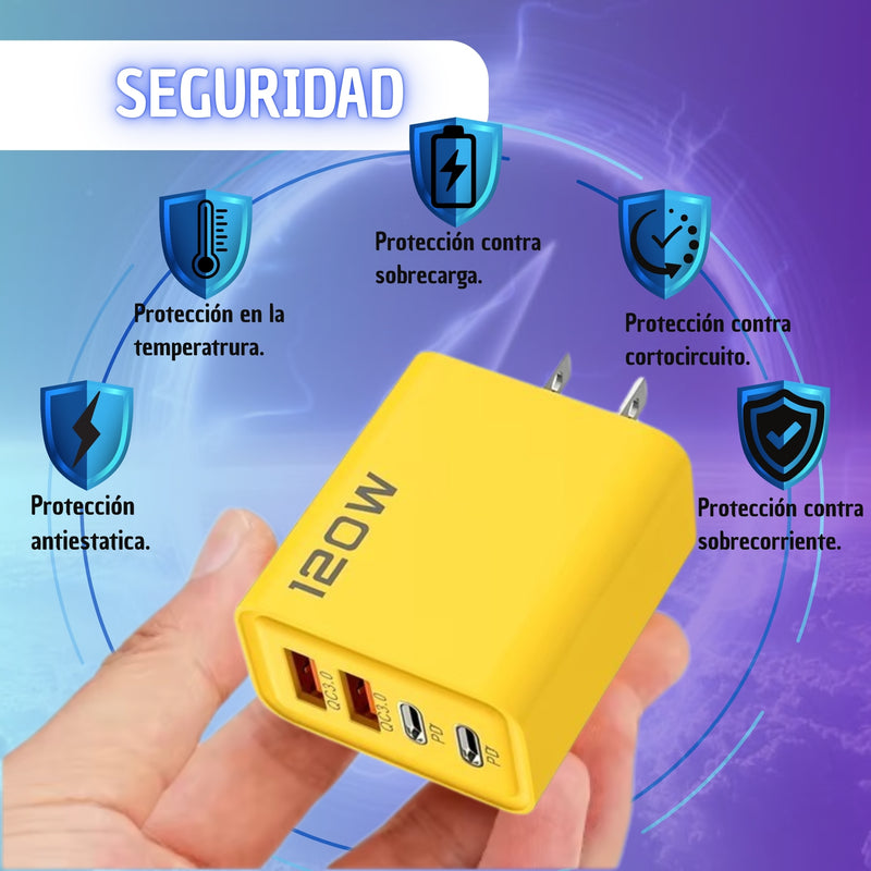 Cargador 120w Doble Puertos Tipo C Usb Carga Rapida Pro