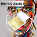 Hojas De Papel Doradas Decorativas Artesanales Oro DIY 50 Unidades