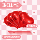 Set x4 Globos Metalizados de Corazón Rojos