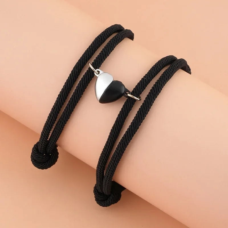 Pulseras De Imán Para Parejas Magnéticas Corazón Ajustable