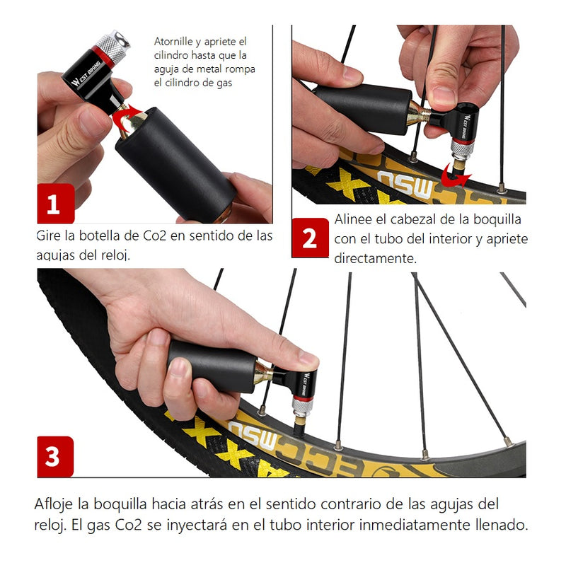 Mini Bomba Inflador Neumatico Instantaneo De Bicicleta  Co2