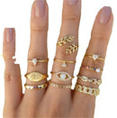 Set De Anillos Vintage Bohemio Moda Dorado Hasta15 Unidades