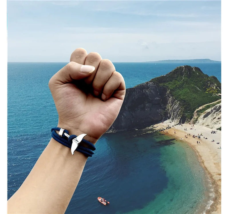 Manilla Pulsera Cuerda Cola De Ballena Náutico Para Hombre