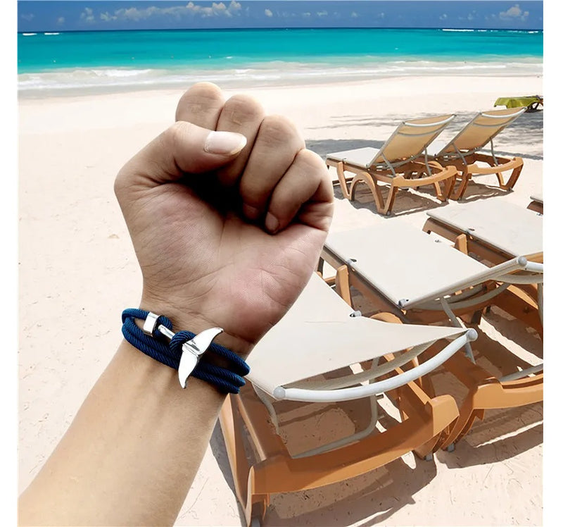 Manilla Pulsera Cuerda Cola De Ballena Náutico Para Hombre