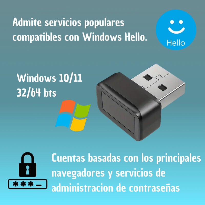 Lector De Huella Digital Windows Hello Usb Control Ingreso