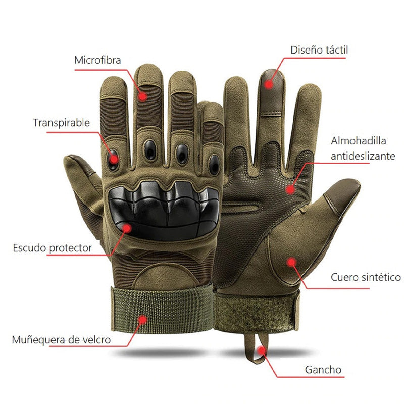 Guantes Largos Para Moto Tácticos Con Protección Nudillos