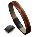 Manilla Pulsera Para Hombre Cuero Plumas Broche Magnético