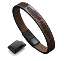Manilla Pulsera Para Hombre Cuero Plumas Broche Magnético