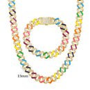 Cadena Cubana De Eslabones Multicolor Brillante 50cm 13mm