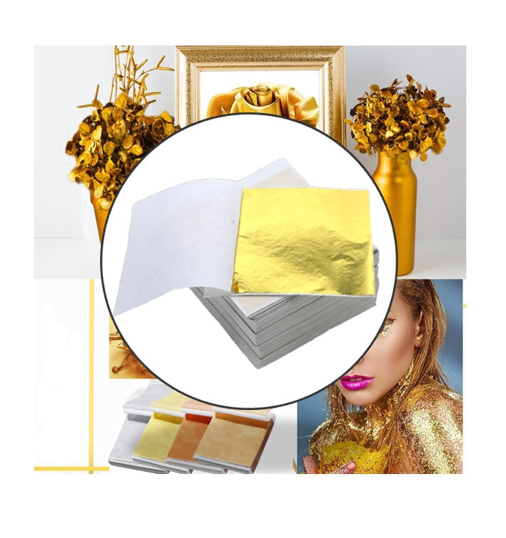 Hojas De Papel Doradas Decorativas Artesanales Oro DIY 25 Unidades