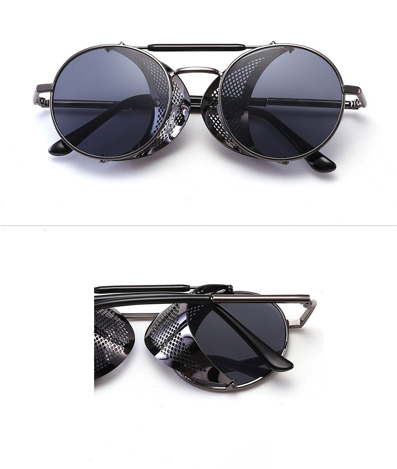 Gafas De Sol Redondas Con Escudo Lateral Outfit Moda Unisex