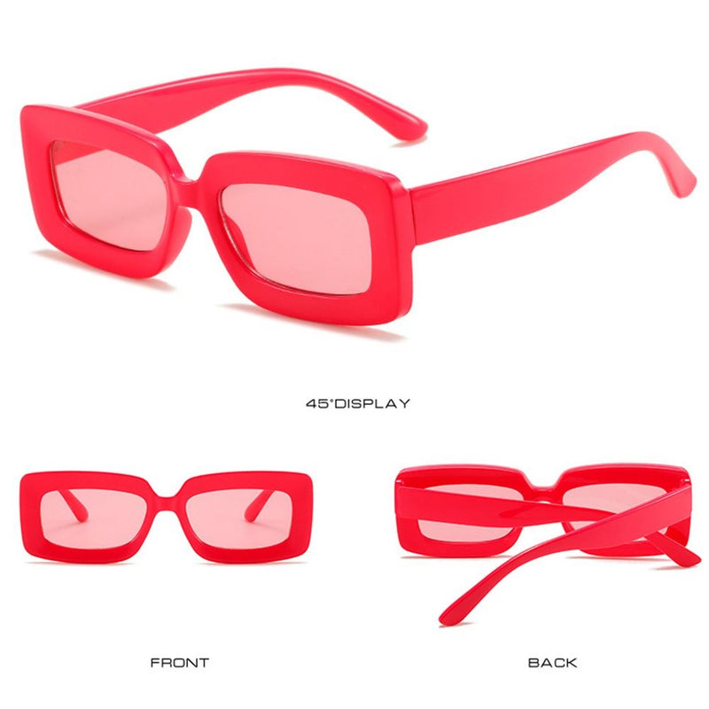 Gafas De Sol Cuadradas Género Urbano Concierto Fashion Moda- Rojo