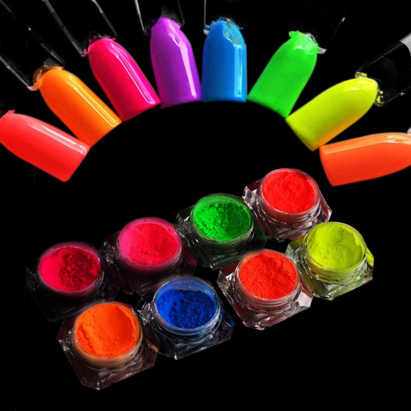 Pigmento Polvo 12 Unidades Nail Art Uñas Neon Fluorescente