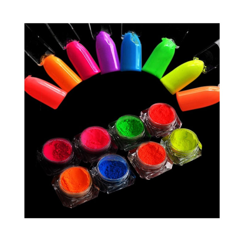 Polvo Pigmento 6 Unidades Fluorescente Neon Uñas Surtidos