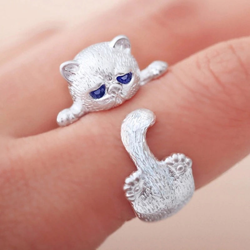 Anillo de Gato Ajustable Ojos Azules