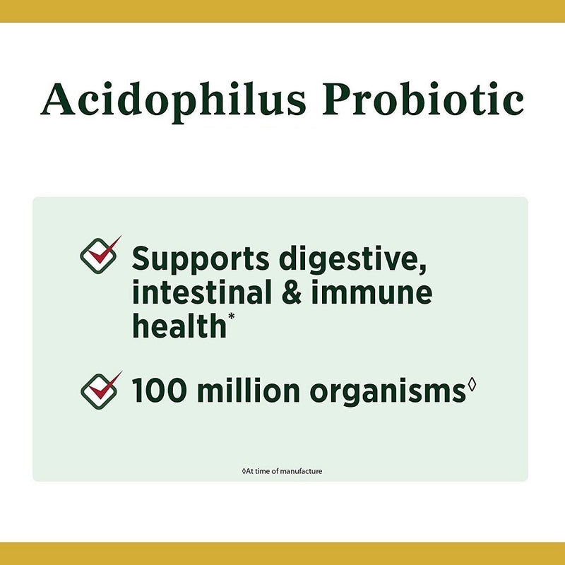 Nature's Bounty Probióticos Acidophilus Salud Digestiva 100 Tabletas
