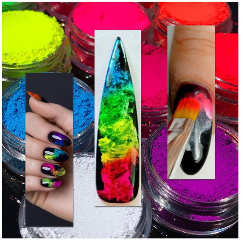 Pigmento Polvo 12 Unidades Nail Art Uñas Neon Fluorescente