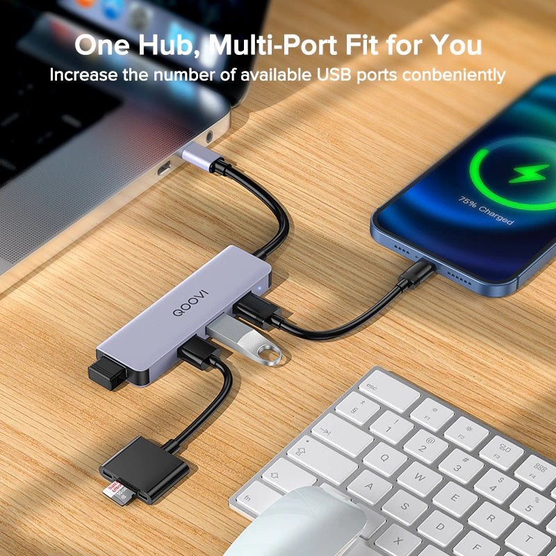 Adaptador Concentrador Hdmi Usb C 3.0 Multipuertos 4 En 1