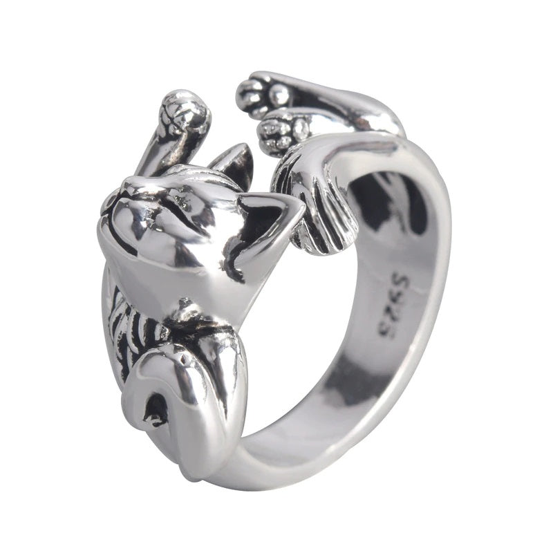 Anillo de Gato Ajustable Plateado