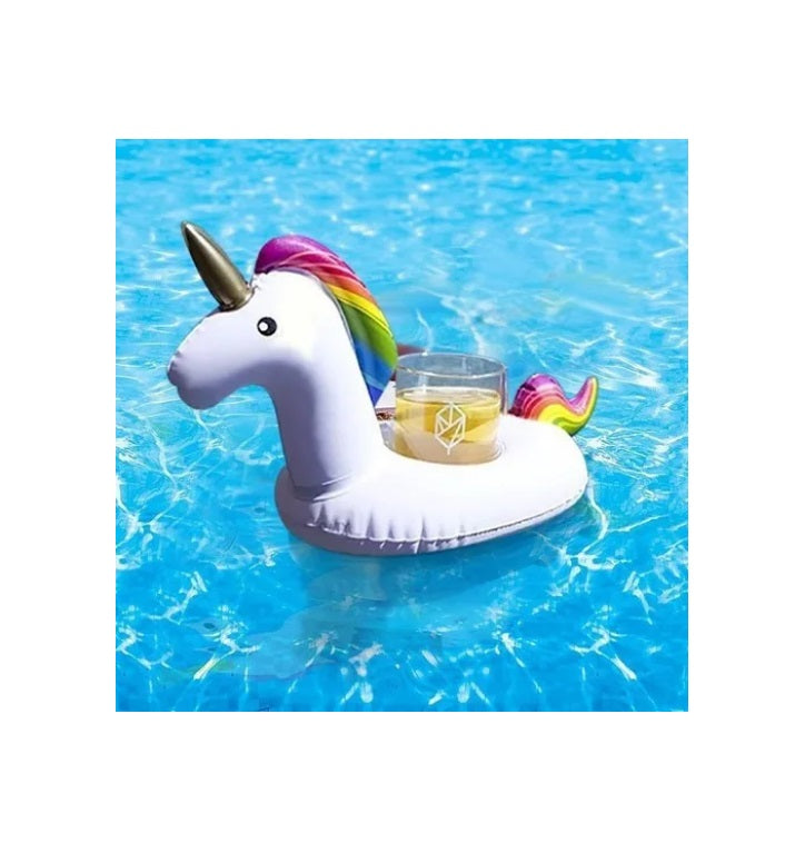 Flotador Unicornio Portavasos Inflable Piscina Pool
