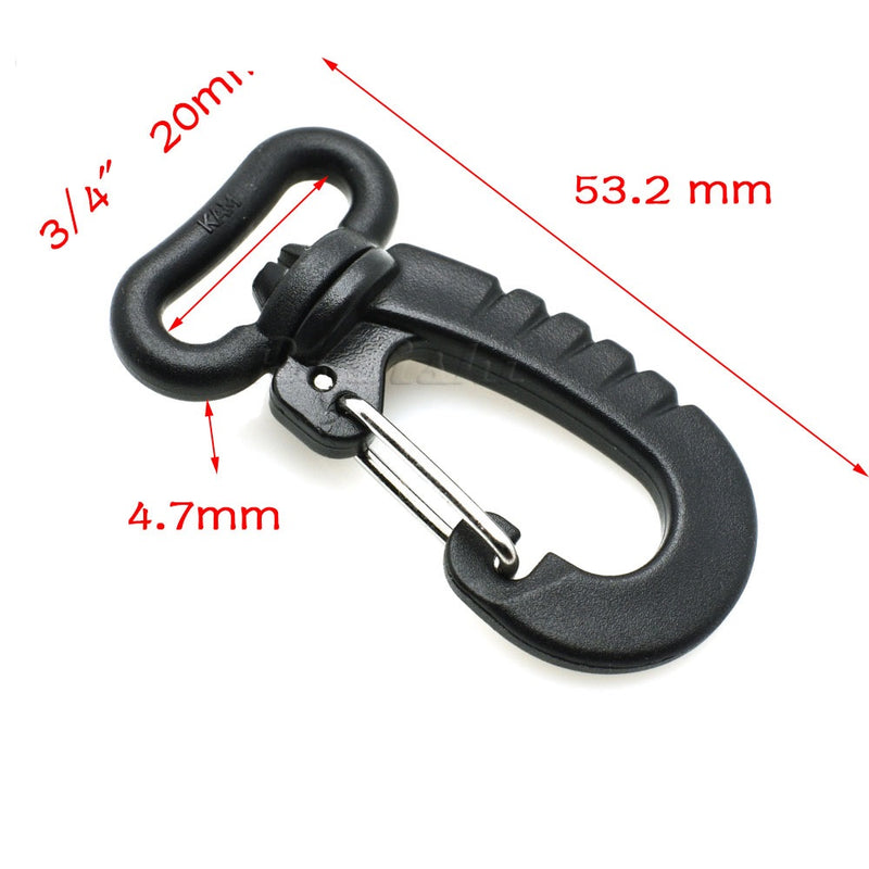 CooBigo Paquete de 6 mosquetones tácticos con clip de plástico para  escalar, anillo en D grande, gancho de resorte resistente para mochila,  cinturón