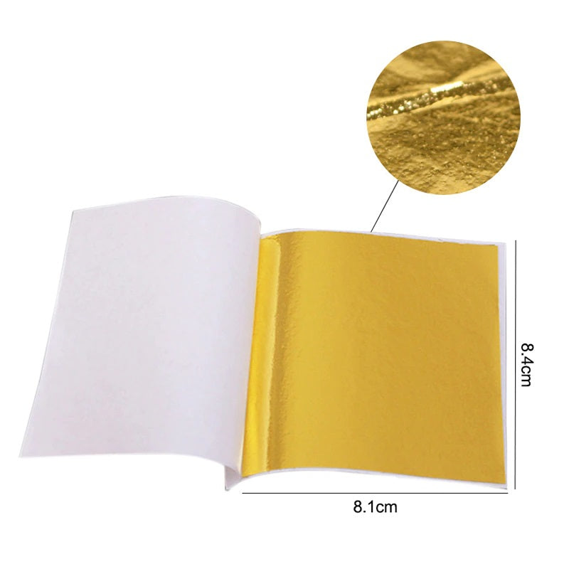 Hojas De Papel Doradas Decorativas Artesanales Oro DIY 25 Unidades