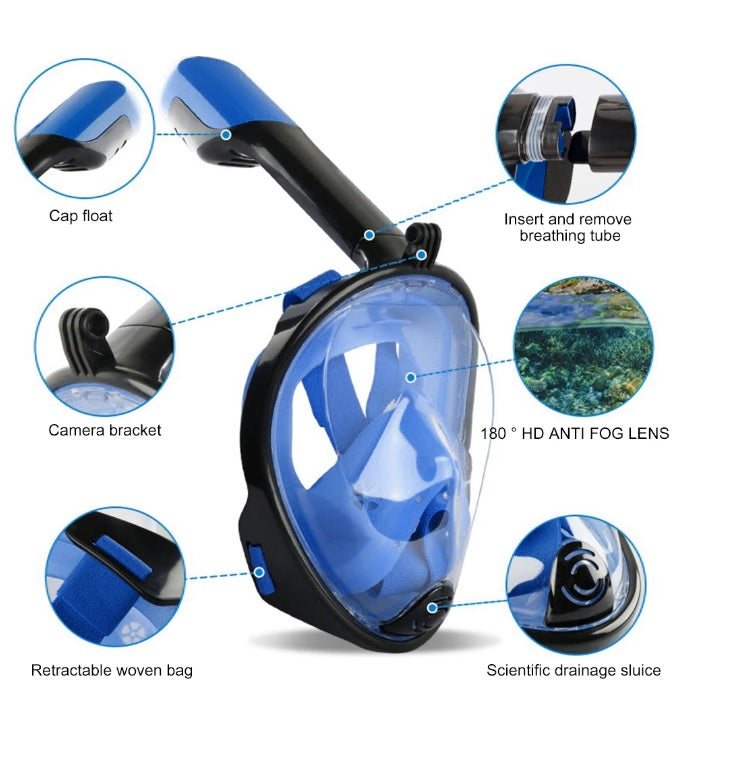 Mascara Buceo Careta Snorkel Full Face Con Tula Go Pro