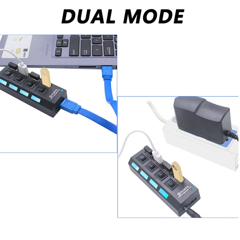 Concentrador De Red Hub Usb Multipuertos Con Interruptor Pro