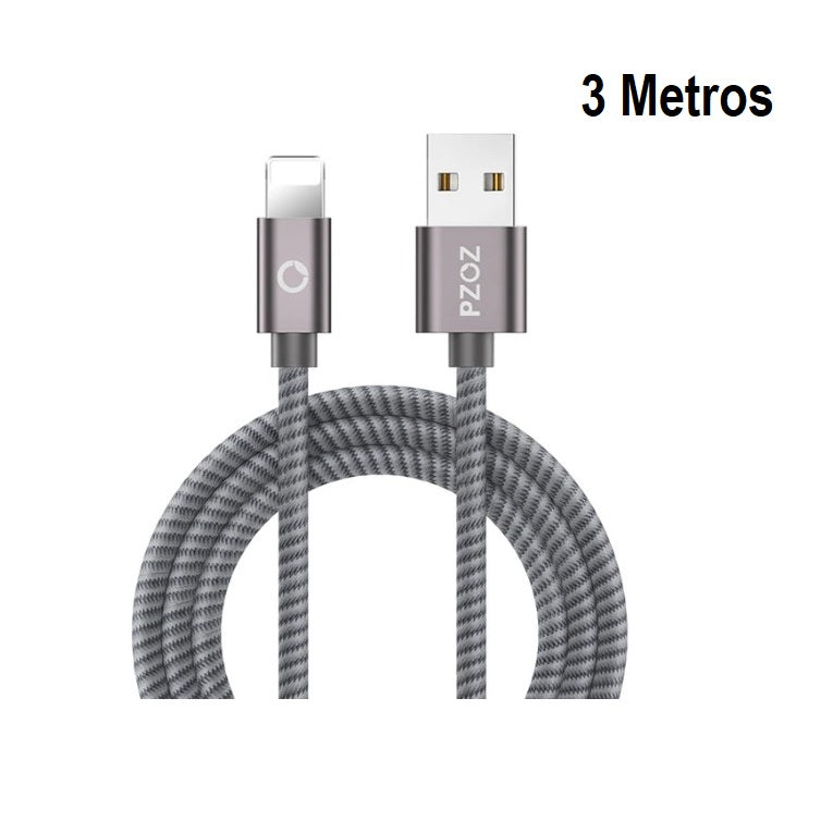 Cable De Carga Rapida 3 Metros Para iPhone Lightning Pzoz