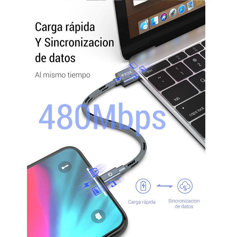 Cable Datos 2 Metros Carga Rapida 3.0 Lighting Para iPhone