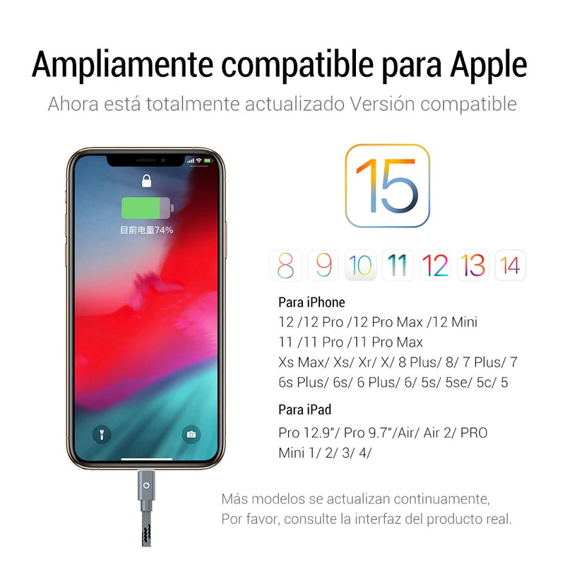 Cable De Carga Rapida 3 Metros Para iPhone Lightning Pzoz