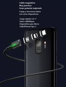 Cable Cargador Magnético Celular Carga Rápida (Tipo C, iPhone y Micro USB) 100cm