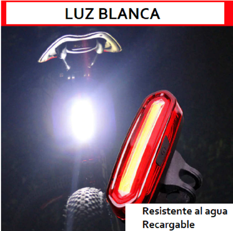Luz Trasera Recargable 120 Lm (Diferentes colores)