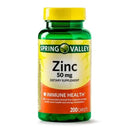 Spring Valley Zinc 50mg  Salud Inmune 200 Pastillas