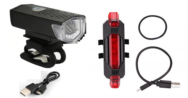 Combo Luz Delantera Y Trasera Bicicleta Led Recargable Usb