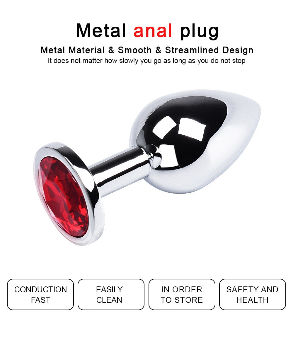 Plug Anal Mediano Joya Acero Acostumbrador Anal Plug Metálico