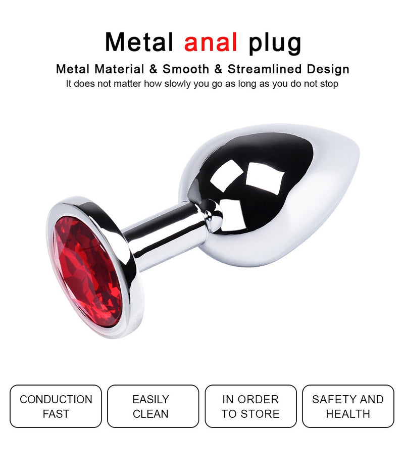 Plug Anal Mediano Joya Acero Acostumbrador Anal Plug Metálico