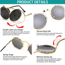 Gafas De Sol Redondas Con Tapa Convertible Abatibles Retro